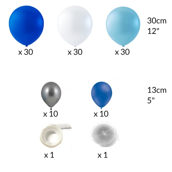 Sassier ballongbue gjør-det-selv-sett 112 deler Blue