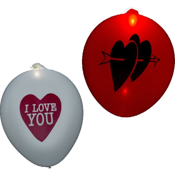 LED ilmapallot - I LOVE YOU, Punainen ja valkoinen - 25 cm (10") Multicolor