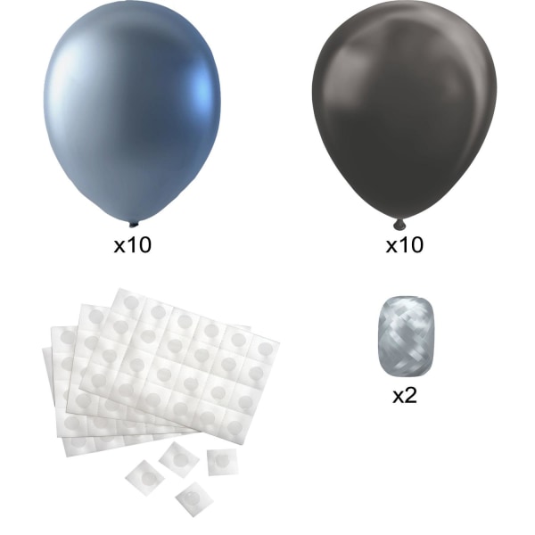 Loftballoner - balloner til taget, babyshower nytår sølv sort 1 sæt Multicolor