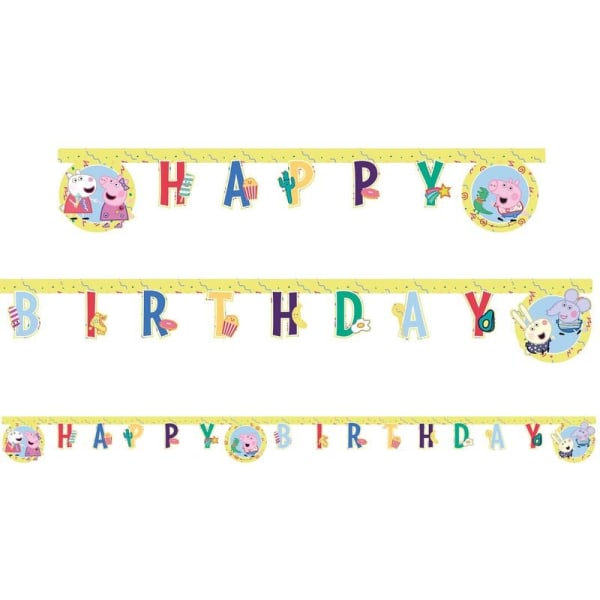 Pipsa Possu syntymäpäiväbanneri Viirinauha Happy Birthday Multicolor