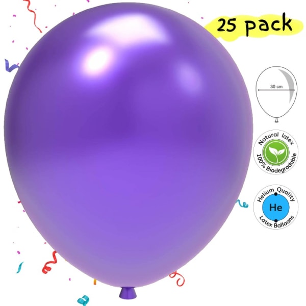 Ballonger Latex Fest Bursdag Lilla 25-Pak 30 Centimeter Purple