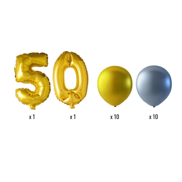 Ballonger 50 år Födelsedag Jubileum Folie Latex Guld Silver 1 Set multifärg