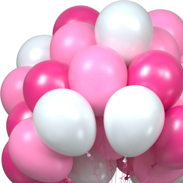 Balloner Pink Hvid Lyserød 27 balloner - bryllup, dekoration, fødselsdagsballoner, latexballoner, heliumballoner, festballoner Multicolor