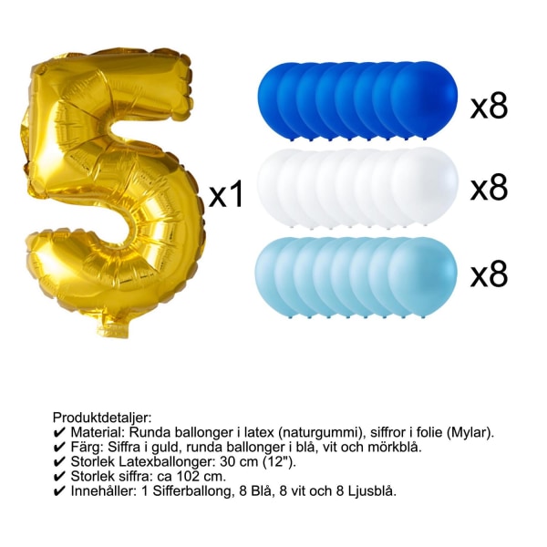 Ilmapallot Syntymäpäivä Numeroilmapallo ja lateksipallot MultiColor 5