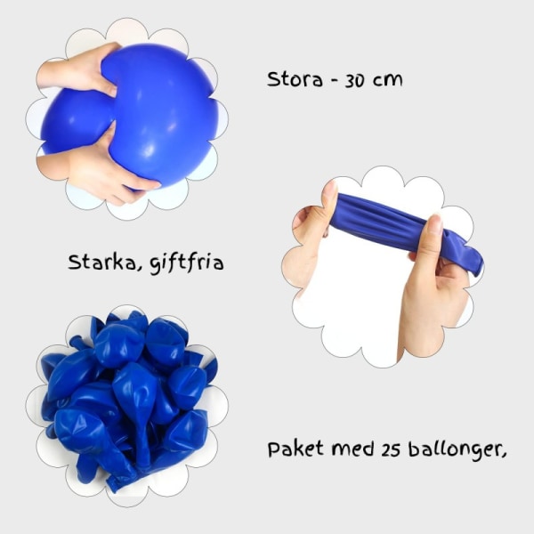 Blå Ballonger - Ballonger Blå 25-pack Latexballonger i Royal Blå Färg, Heliumkvalitet, Hållbara och Giftfria - Perfekta för Födelsedagar Blå
