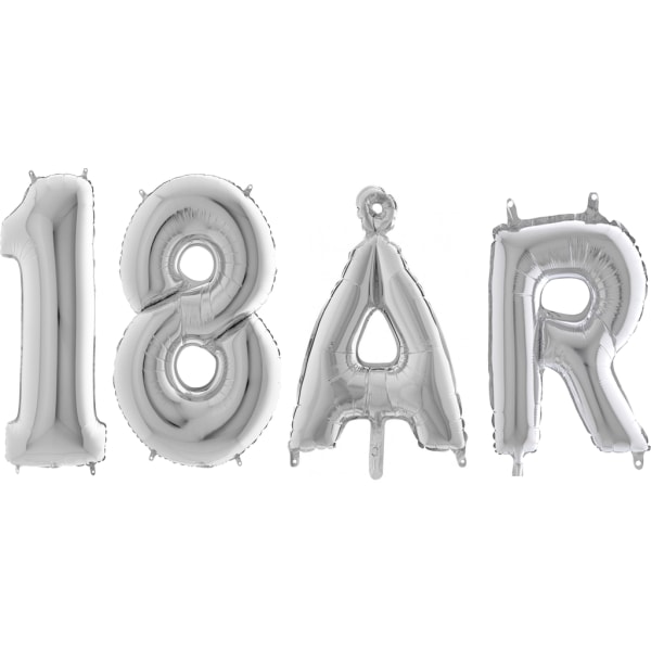 18 ÅRS fødselsdagsfestsæt - glamourøse sølvballoner festpynt til den perfekte 18-års fødselsdagsfest Silver