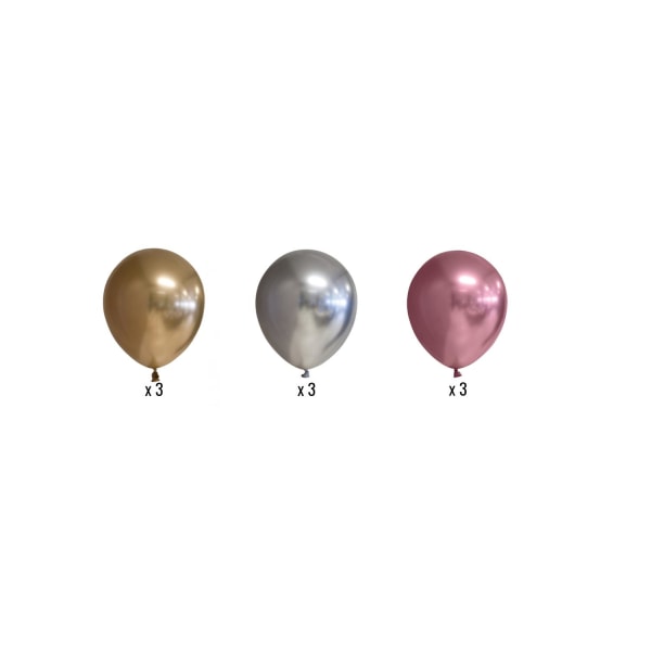 9-pack Chrome - Guld, silver och Rosa - 30 cm (12") multifärg