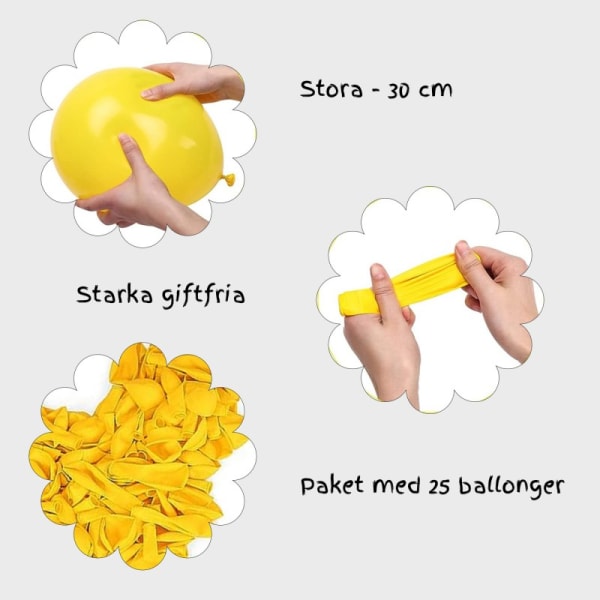 Ballonger Latex Student, Fest, Bursdag Gul 25-Pakning 30 cm Yellow