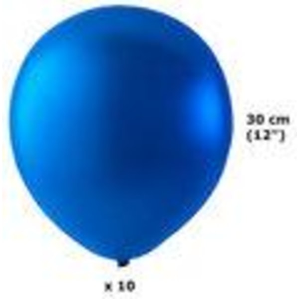 Ballonger Latex Blå Metallic - 10-pack | 30 cm (12 tum) Blå