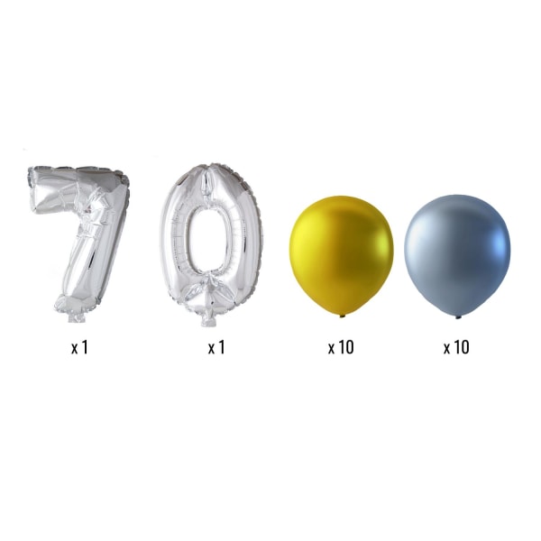 Ballonger födelsedagsmix siffror och runda ballonger MultiColor 70