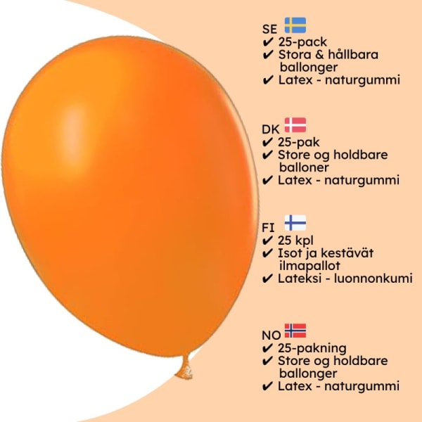 Oranssit ilmapallot - korkealaatuiset Halloween-ilmapallot Orange Big Pack Orange