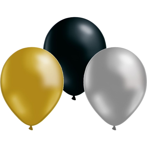 Ballonger mix 12-pack Guld, Silver och Svart 30 cm (12 tum) multifärg