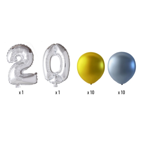 Ballonger födelsedagsmix siffror och runda ballonger MultiColor 20