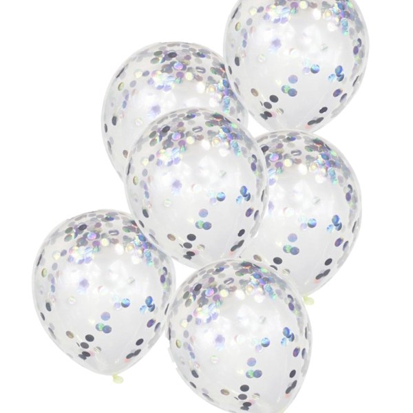 Ballonger med Iridescent konfetti som skimrar i regnbågsfärger Multicolor