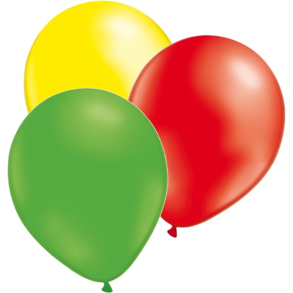 24 kpl värikkäitä ilmapalloja - keltaisia, vihreitä ja punaisia - täydellisiä joulukoristeiksi ja muihin juhliin Multicolor