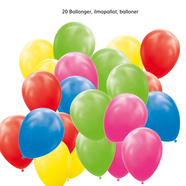 Festpakkedekorasjoner Bursdagsfest - Ballonger, duk og krans Multicolor