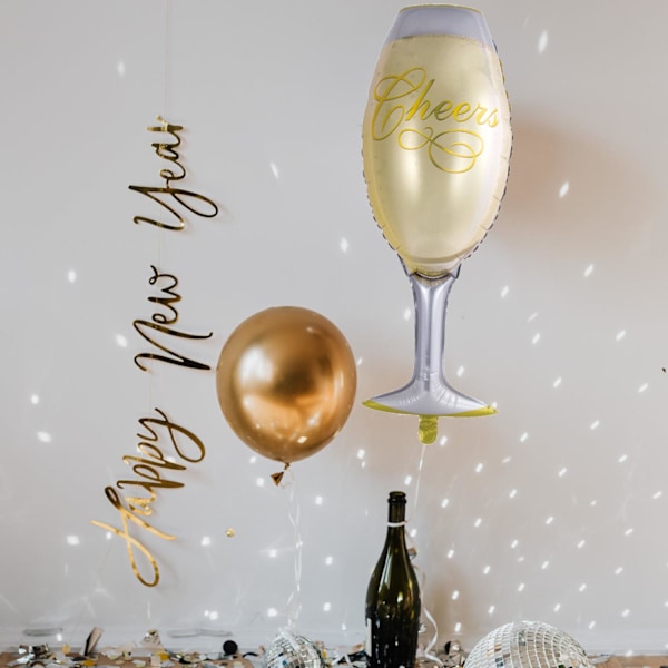 En folieballon i form af et champagneglas Cheers Multicolor