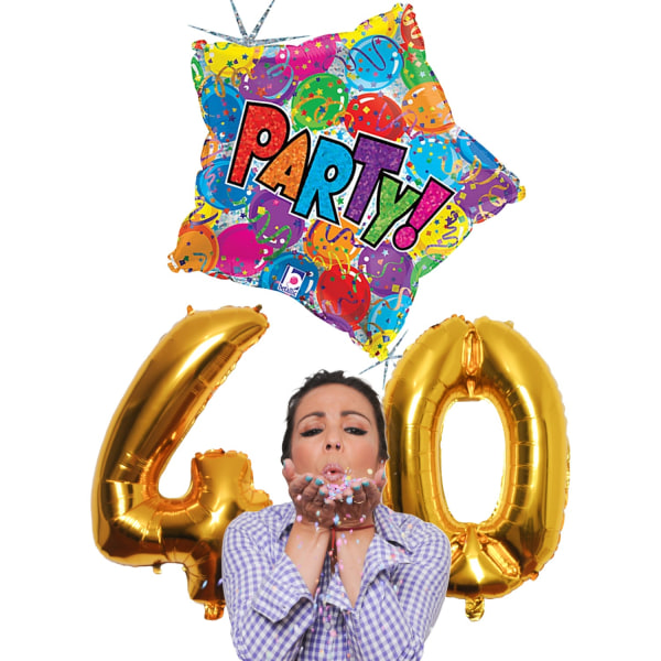 40-års fødselsdagsfestballoner - guldfolieballonsæt til fødselsdag, jubilæum, jubilæumsdekorationer Guld