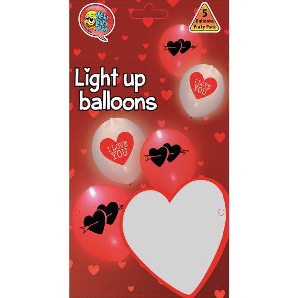 Vis kærlighed med LED -  I Love You balloner i rød og hvid Multicolor