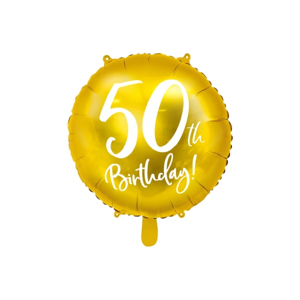 Folieballon 50 år guld - Perfekt dekoration til 50-års fødselsdagsfesten! Ballonfolie Guld 50 års fødselsdag Gold