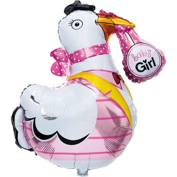 Stork Babyshower Rosa Folieballong - Söt Dekoration för Nyfödd Flicka Rosa