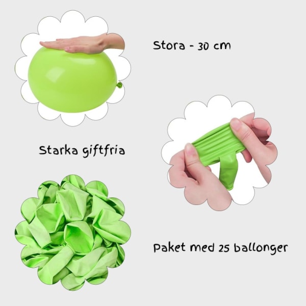 Ballonger Latex Grønn 25-Pack 30 Centimeter Lime green