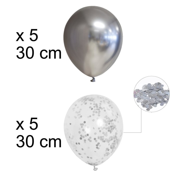 Chrome balloner konfettiballoner - glitrende og festlige balloner til fødselsdage, nytår og festlige fester Silver chrome