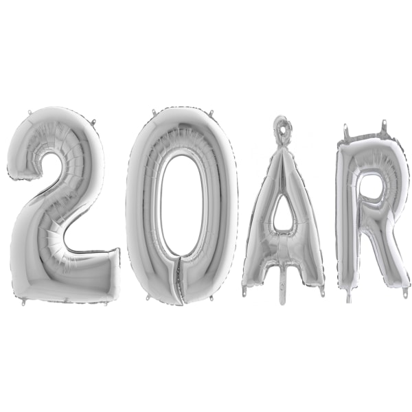 20-vuotissyntymäpäivän ilmapallot Hopeiset folioilmapallot - koristele 20-vuotisjuhlasi numero- ja kirjainpalloilla Silver grey
