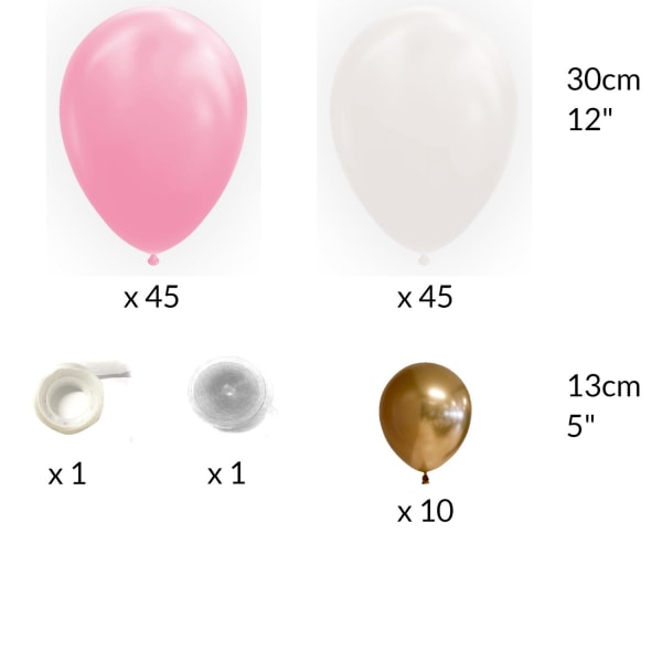 Rosa & Guld Ballongbåge Kit - 100 Latexballonger för Fest, Barnkalas, Babyshower & Födelsedag Rosa