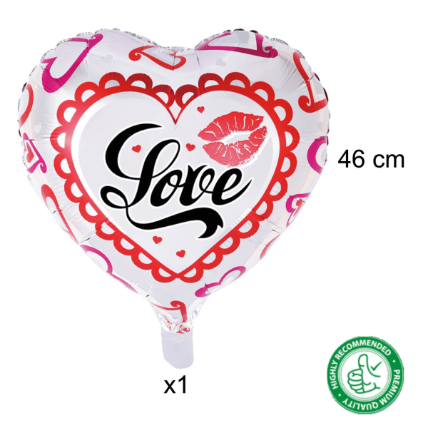 Folieballonger Valentinsdag Rød Hvit 1 Sett (3 Ballonger) 46 Cm Red