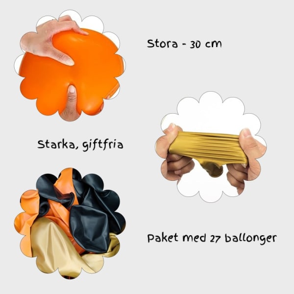 Ballonger Halloween Orange Guld Svart - Unika och spöklika festdekorationer för halloween-tema 27-pack multifärg