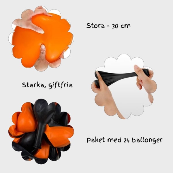 Ilmapallot oranssi musta Halloween-ilmapallo oranssi musta - Halloween-koristeet, Hocus Pocus -koristelu, ensiluokkainen laatu Multicolor