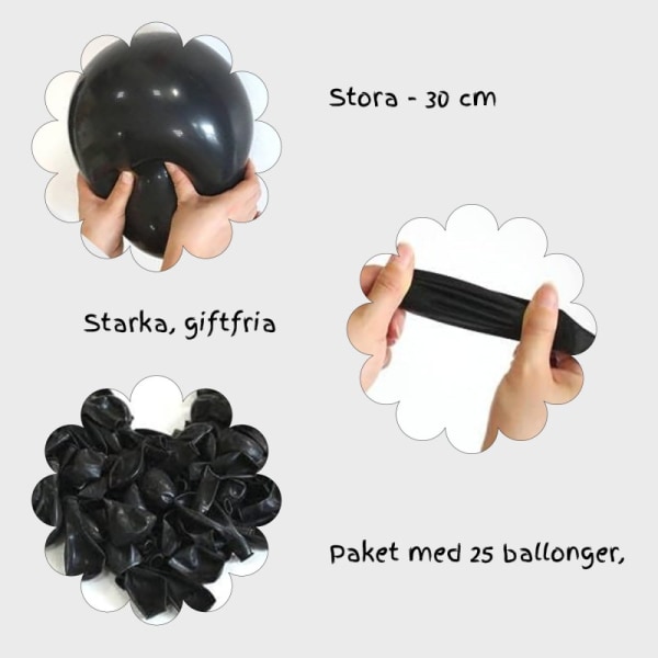 Sorte Halloween fødselsdagsballoner - Premium latexballoner i sort til festdekorationer Black
