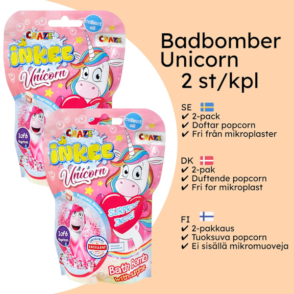 Badbomb Barn Överraskning Unicorn 2-pack - Flerfärgad, Bubblande och Doftande multifärg