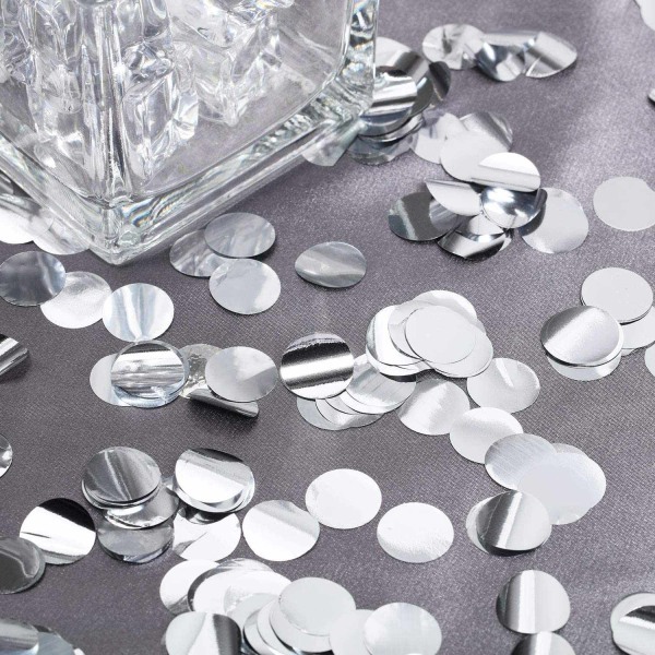 Konfetti pyöreä hopeanvärinen pöytäkonfetti - tyylikäs pöytäkoristelu - hopeanvärinen konfetti juhlaan - konfetti Silver