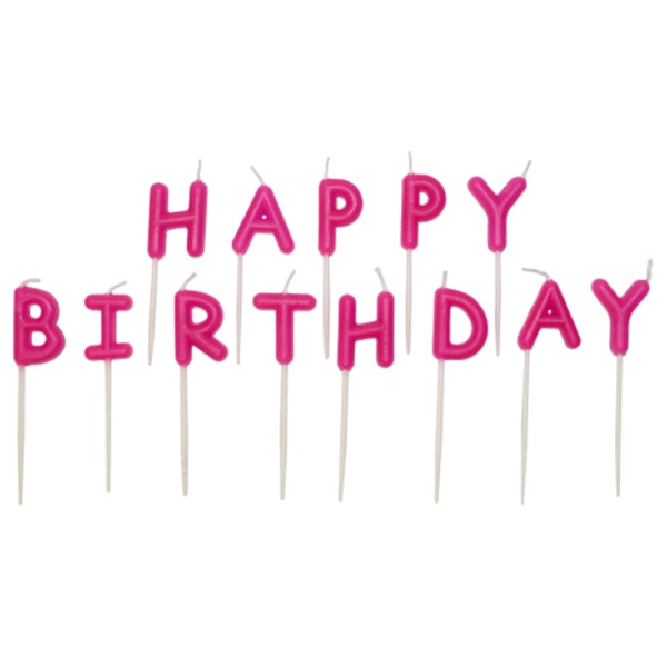 Kakkukynttilä Hyvää syntymäpäivää vaaleanpunainen - kirjeet syntymäpäiväkakkuihin, kuppikakkujen koristeluun, juhliin ja juhliin Pink