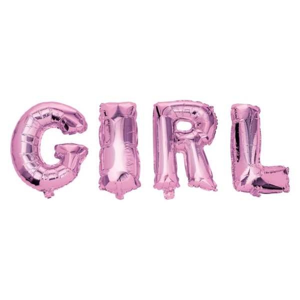 Folieballong Rosa GIRL Babyshower Födelsedag Gender Reveal Party Rosa