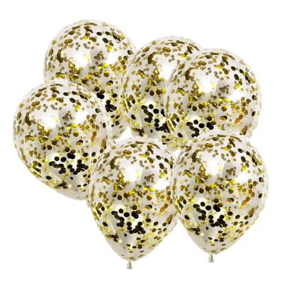 Ballonger med Guldfärgad Konfetti 6-pack - Festliga Dekorationer för Kalas och Högtider - Klassiska Ballonger Guld