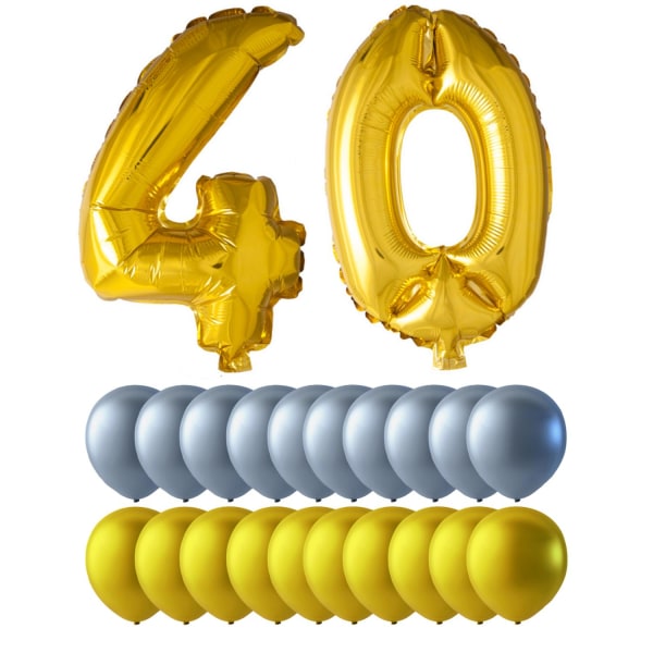 Födelsedag 40 Årsdag Jubileum Ballonger Guld Silver 1 Set multifärg
