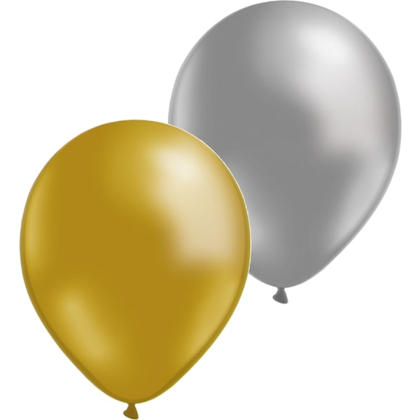 20 lateksballonger, 10 gull og 10 sølv Multicolor