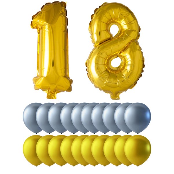 Balloner Latex Foil Mix Jubilæum 18 år - Store, glitrende balloner til jubilæumsfesten - Fødselsdag Multicolor