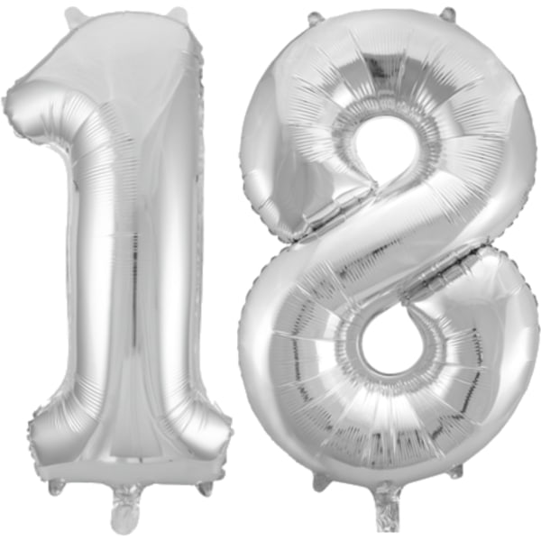 Store Sølvfolieballoner til 16. til 60. fødselsdag Silver 18