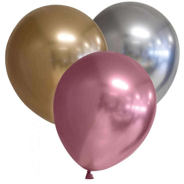 9 stk Krom Guld, Sølv og Rosaguld Latex Balloner - 30 cm / 12" Multicolor