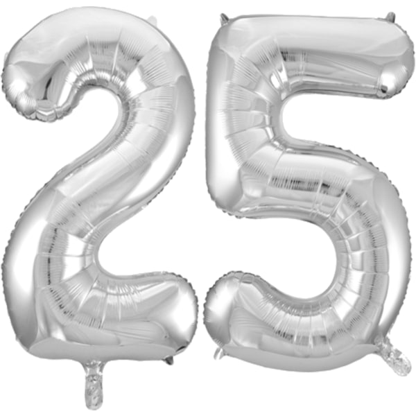 Store 40" sølvfolieballoner til 16- til 60-års fødselsdage, Anniv Silver 25