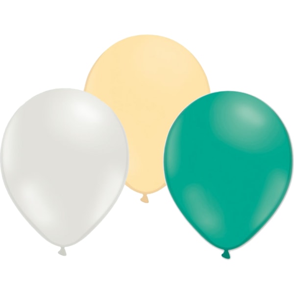 Mix balloner 24 stk smaragdgrøn, ivory og hvid - 30 cm / 12" Multicolor