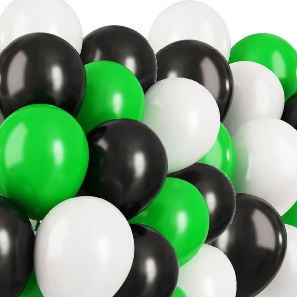 Ilmapallot Vihreä, Musta, Valkoinen 24-Pakkaus - Ilmapallo Valkoinen, Musta Vihreä vauvakutsuihin, lasten juhliin ja koristeisiin Mix Multicolor