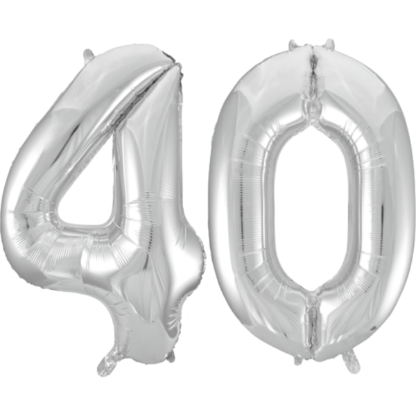 Store Sølvfolieballoner til 16. til 60. fødselsdag Silver 40