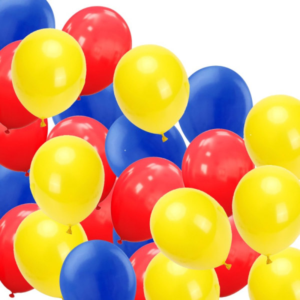 Ballonger Blå, Röd och Gul 24-pack - Blå Röda och Gula Ballonger Ballonger Färgglada Ballonger Superhjälte-tema multifärg