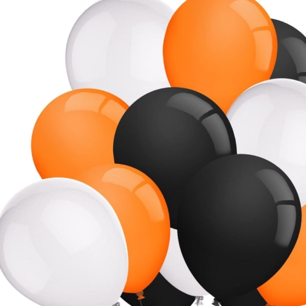 Ballonger Orange Svart Vit Halloween - Svarta Vita och Orange Halloweenballonger Premiummaterial, Hög Kvalitet, Giftfri, Miljövänlig multifärg
