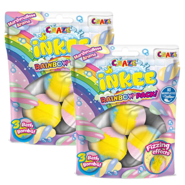 Inkee Badbomb 2-pack 6 Badbomber Regnbågsfärgad Marshmallow Doft multifärg